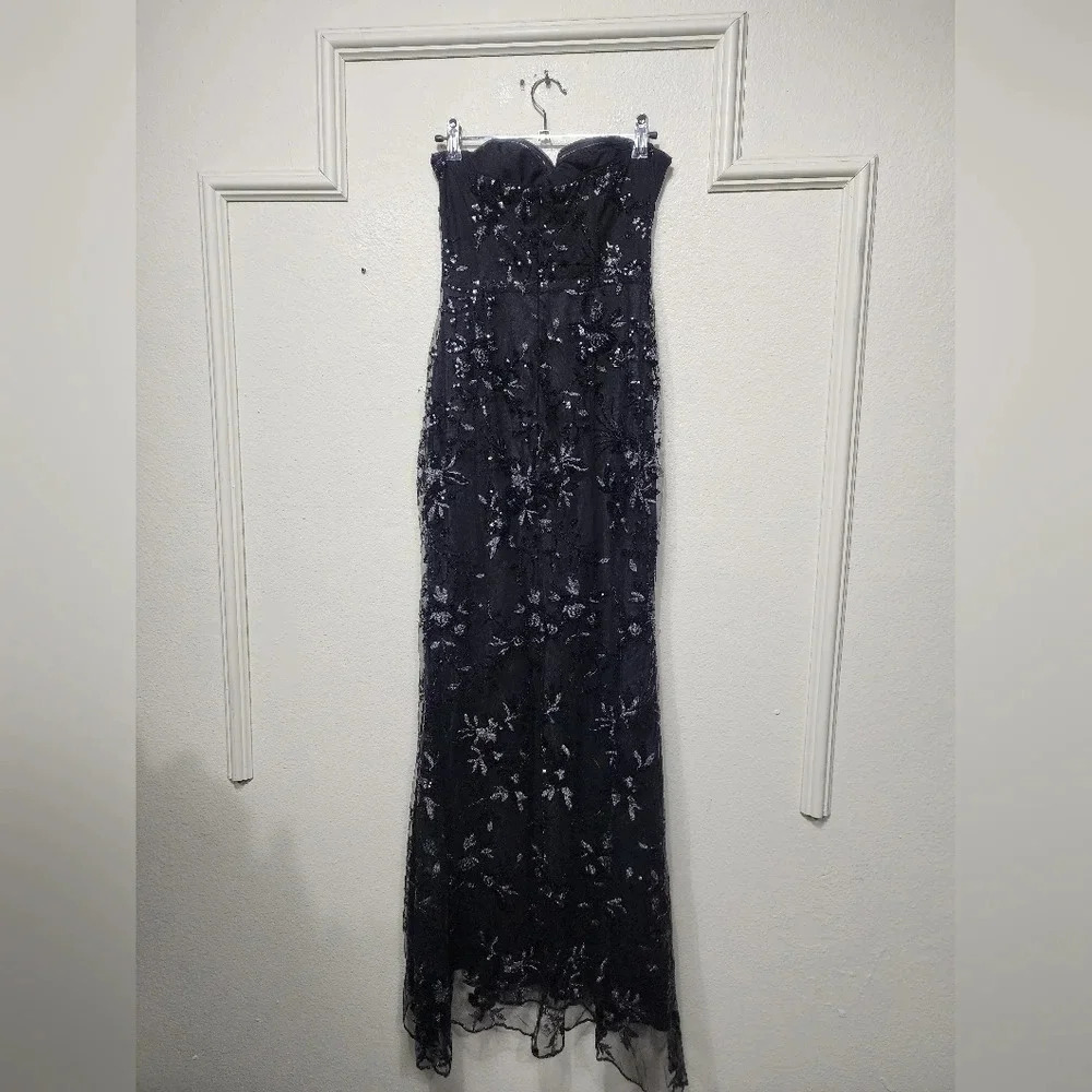 Lulus Confident Sensation Black Sequin Strapless Bustier Maxi Dress XS Wedding - Picture 9 of 11